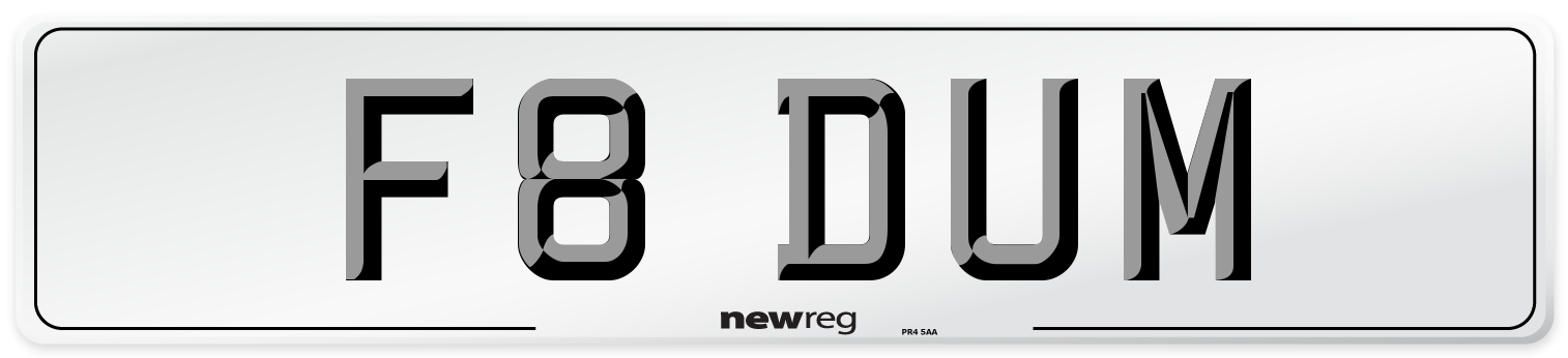 F8 DUM Number Plate from New Reg